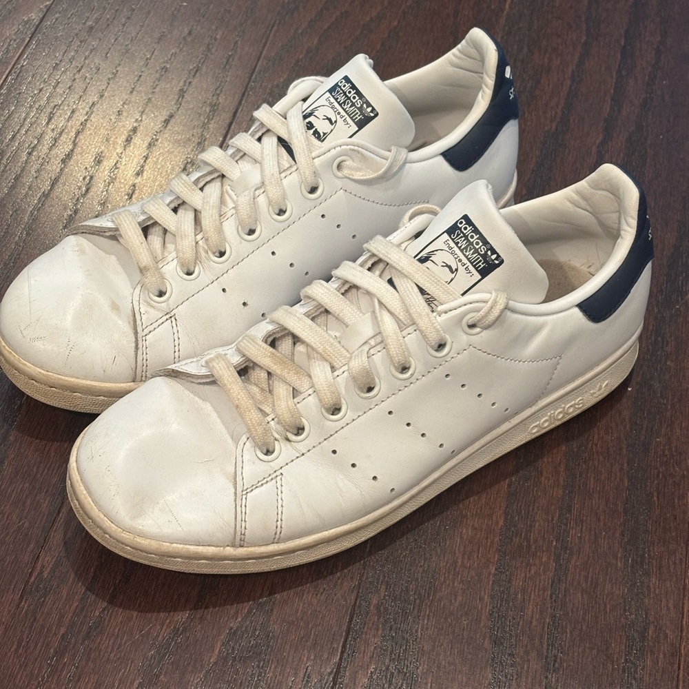 Adidas Stan Smith White and Navy Sneakers